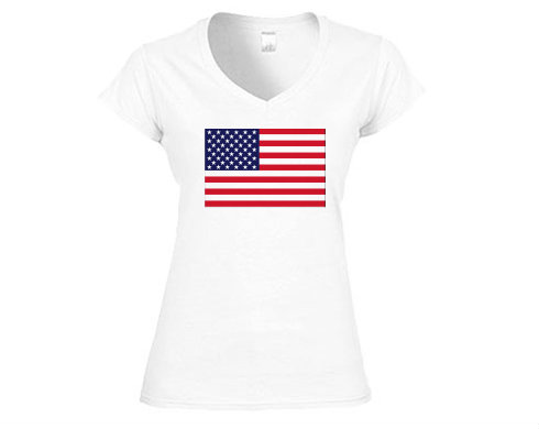 Dámské tričko V-výstřih USA