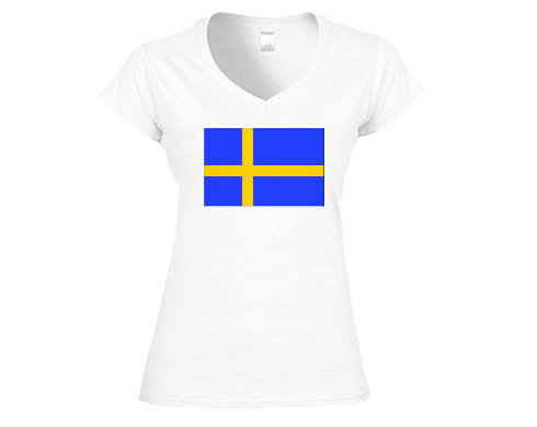 Dámské tričko V-výstřih Švédsko