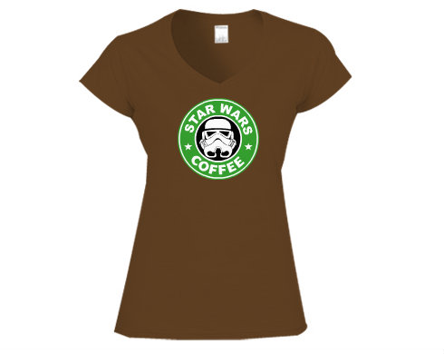 Dámské tričko V-výstřih Starwars coffee