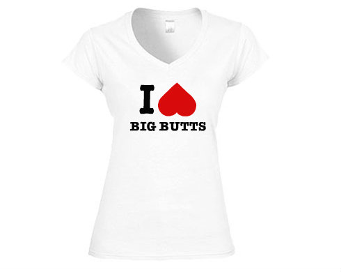 Dámské tričko V-výstřih I LOVE BIG BUTTS