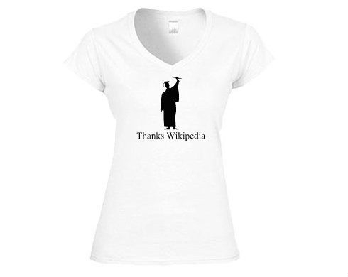 Dámské tričko V-výstřih Thanks wikipedia