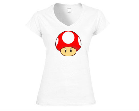 Dámské tričko V-výstřih Mario Mushroom