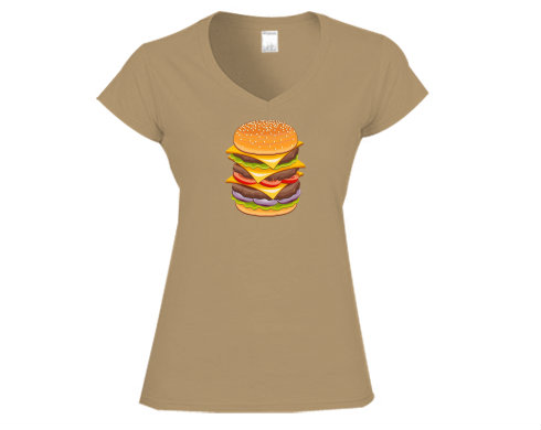 Dámské tričko V-výstřih Hamburger