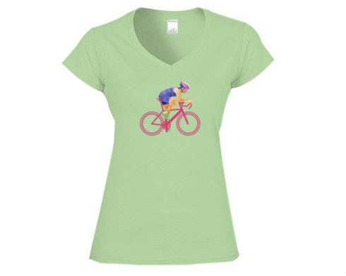 Dámské tričko V-výstřih Cyklista