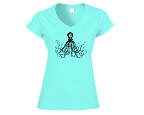 Dámské tričko V-výstřih Chobotnice