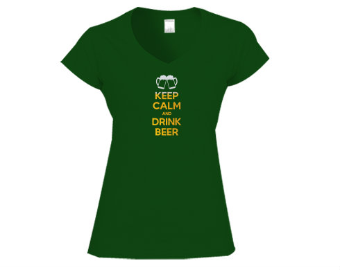 Dámské tričko V-výstřih Keep calm and drink beer