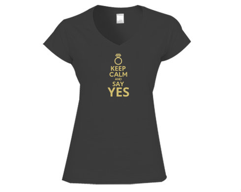 Dámské tričko V-výstřih Keep calm and say YES