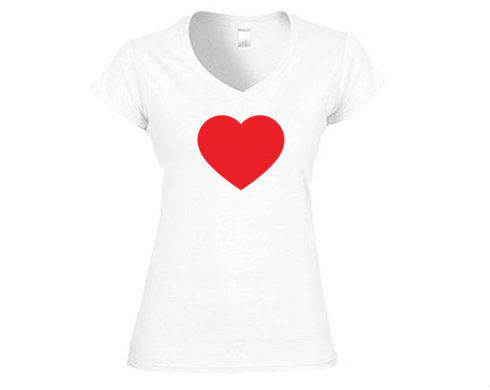 Dámské tričko V-výstřih Jednoduché srdce