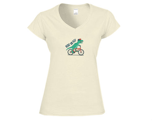 Dámské tričko V-výstřih Ride or die dinosaur