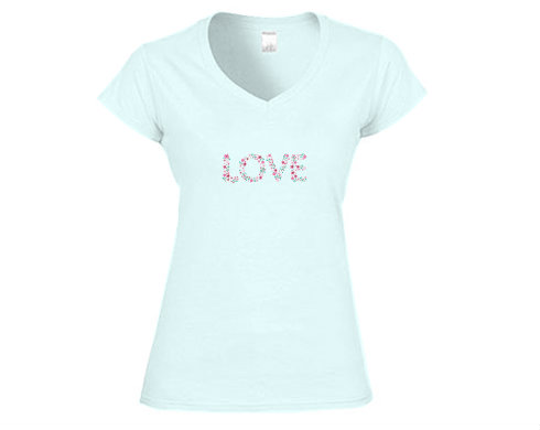 Dámské tričko V-výstřih Láska z kytiček