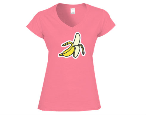 Dámské tričko V-výstřih Banán samolepka