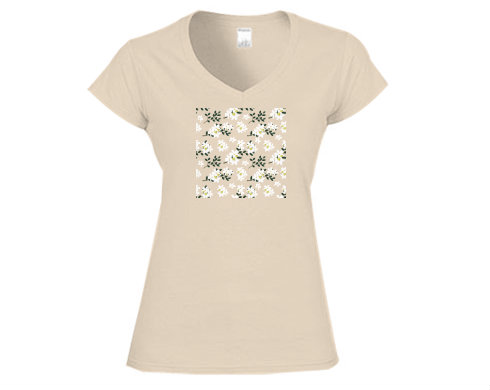 Dámské tričko V-výstřih Vzor - květy