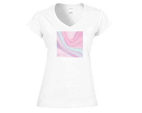 Dámské tričko V-výstřih Růžový abstraktní vzor