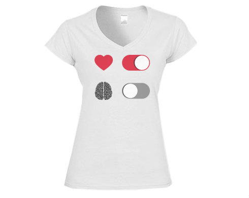 Dámské tričko V-výstřih love ON brain OFF