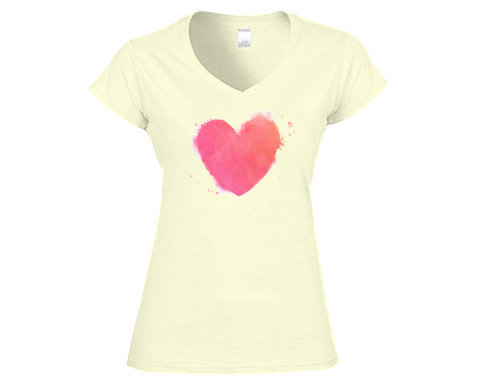Dámské tričko V-výstřih watercolor heart