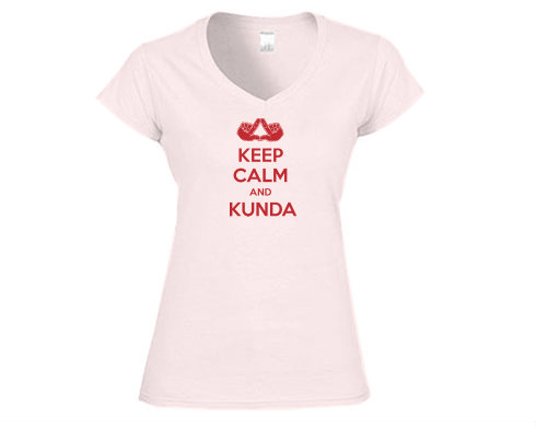 Dámské tričko V-výstřih Keep calm and Kunda