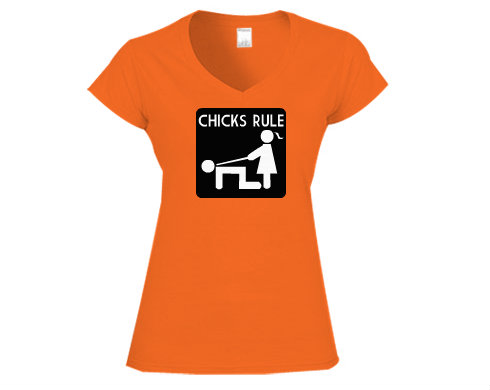 Dámské tričko V-výstřih Chicks rule