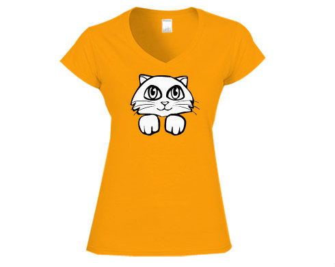 Dámské tričko V-výstřih Kočička