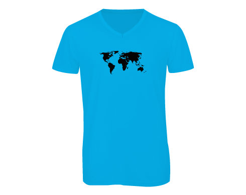 Pánské triko s výstřihem do V Mapa světa