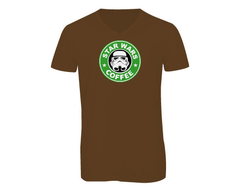 Pánské triko s výstřihem do V Starwars coffee