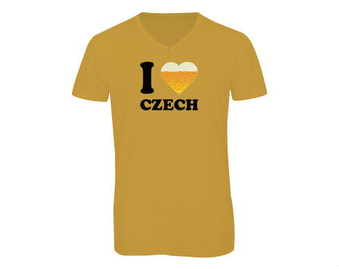 Pánské triko s výstřihem do V I love czech beer