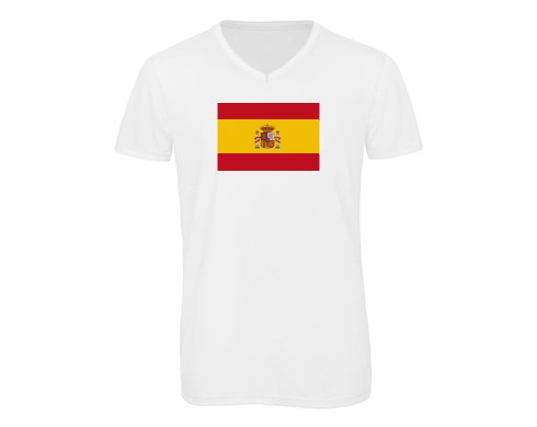 Pánské triko s výstřihem do V Španělská vlajka