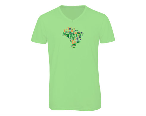 Pánské triko s výstřihem do V Mapa Brazílie