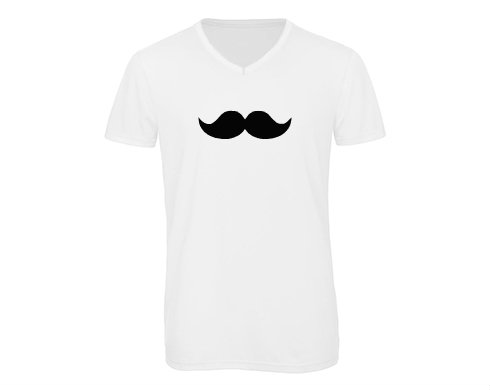 Pánské triko s výstřihem do V moustache