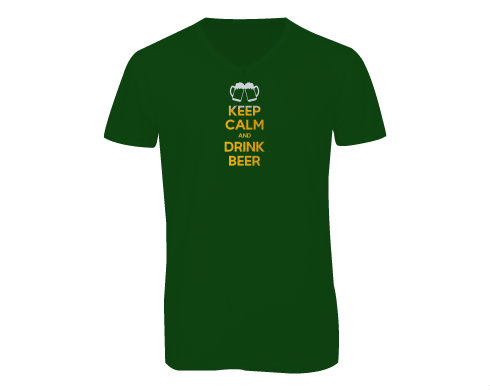 Pánské triko s výstřihem do V Keep calm and drink beer