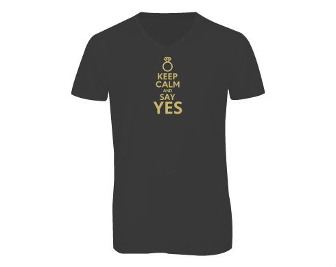 Pánské triko s výstřihem do V Keep calm and say YES
