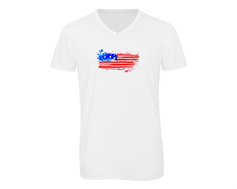 Pánské triko s výstřihem do V USA water flag