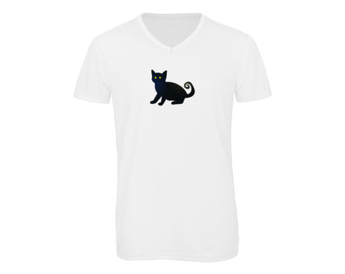 Pánské triko s výstřihem do V Halloween cat