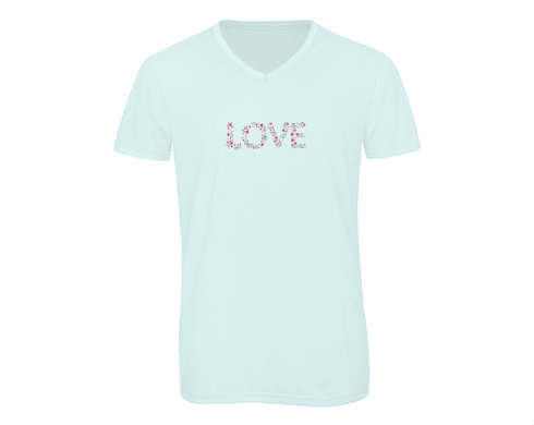 Pánské triko s výstřihem do V Láska z kytiček