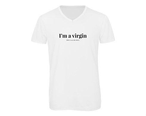 Pánské triko s výstřihem do V I'm a virgin