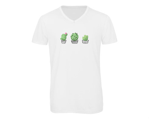 Pánské triko s výstřihem do V Kaktusy