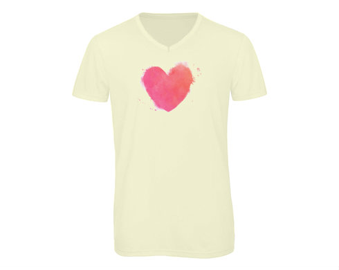 Pánské triko s výstřihem do V watercolor heart