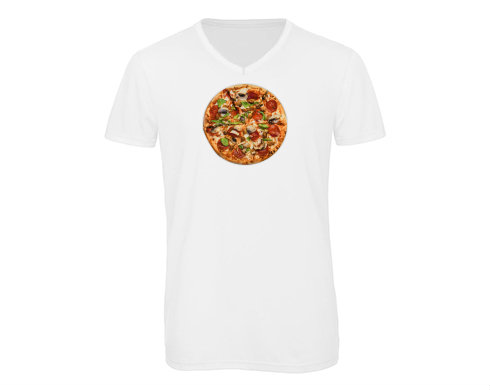 Pánské triko s výstřihem do V pizza