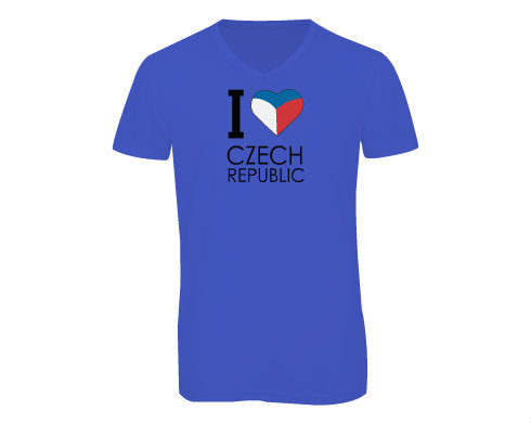 Pánské triko s výstřihem do V I love Czech republic