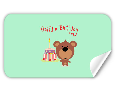Samolepky obdelník Happy Birthday Bear