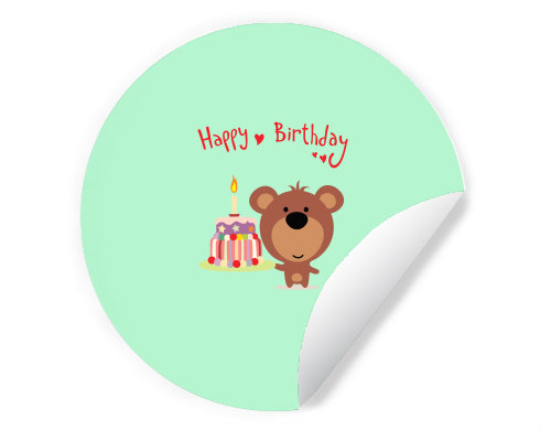 Samolepky kruh Happy Birthday Bear