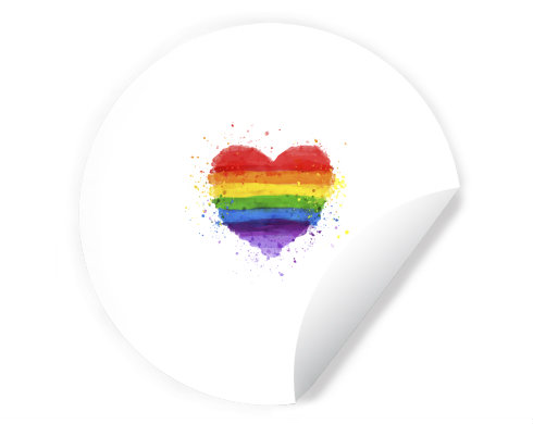 Samolepky kruh Rainbow heart
