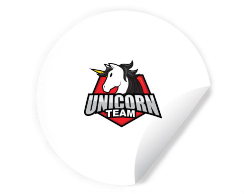 Samolepky kruh Unicorn team