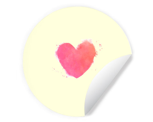 Samolepky kruh watercolor heart