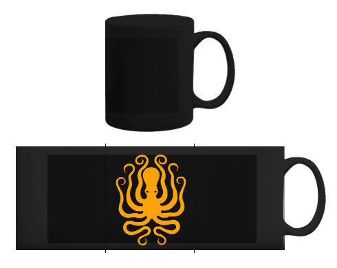 Černý hrnek Octopus