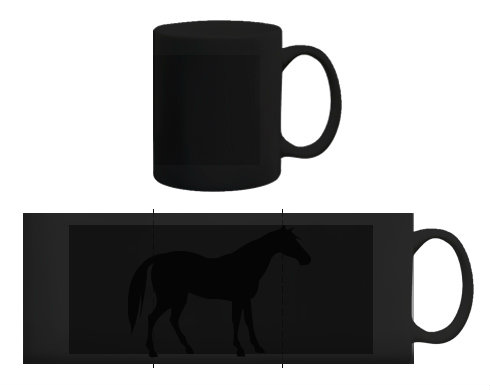 Černý hrnek Kůň