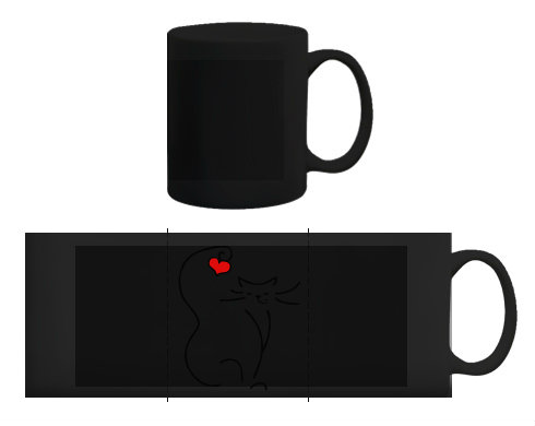 Černý hrnek Love cat