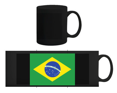 Černý hrnek Brazilská vlajka
