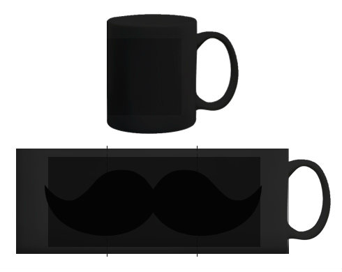 Černý hrnek moustache
