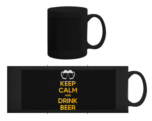 Černý hrnek Keep calm and drink beer