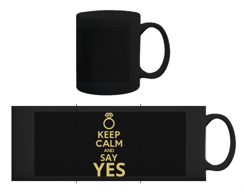 Černý hrnek Keep calm and say YES